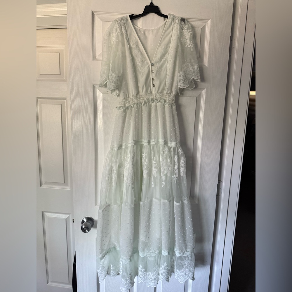 White Flutter Sleeve Bohemian Maxi Dress